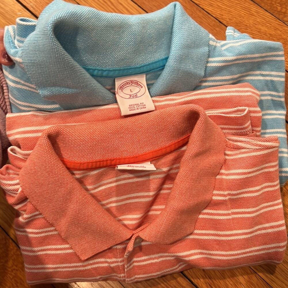 2 (two) vintage brooks brothers 346 striped polos size large, regular fit - Picture 2 of 11